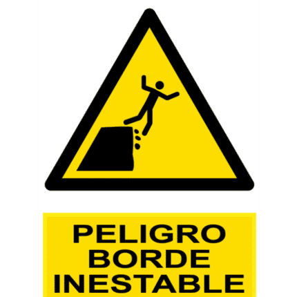 Señal / Cartel de Peligro borde inestable