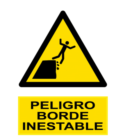 Señal / Cartel de Peligro borde inestable