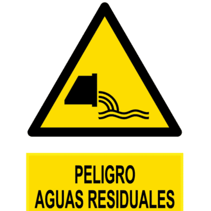 Señal / Cartel de Peligro aguas residuales