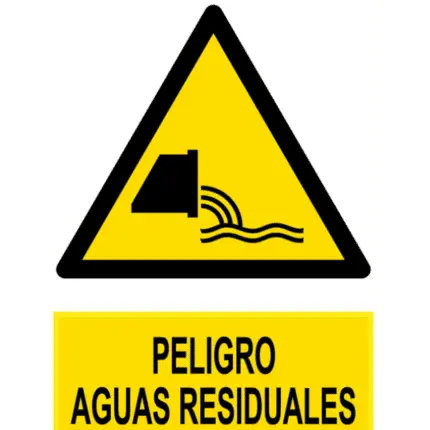Señal / Cartel de Peligro aguas residuales