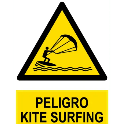 Señal / Cartel de Peligro kite surfing