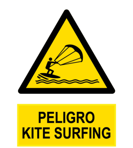 Señal / Cartel de Peligro kite surfing