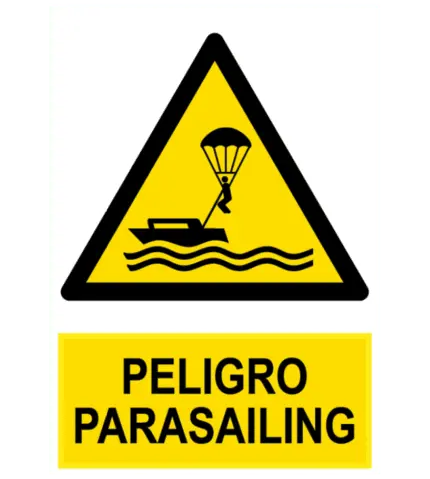 Señal / Cartel de Peligro parasailing