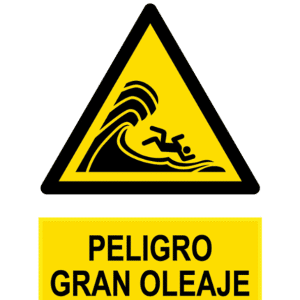 Señal / Cartel de Peligro gran oleaje