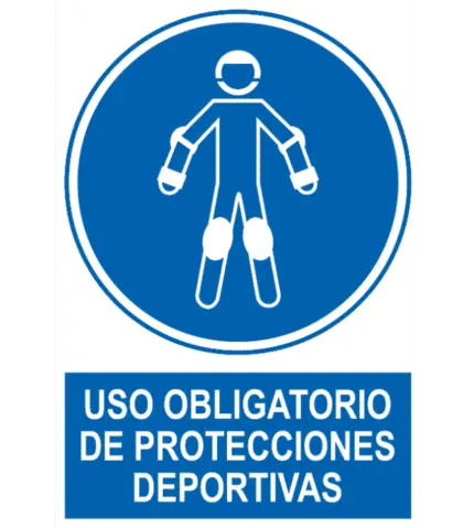 Señal / Cartel de Uso obligatorio protecciones deportivas