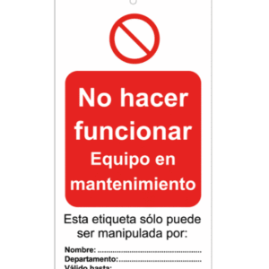 Tarjeta de bloqueo de No hacer funcionar