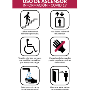 Señal / Cartel De Uso De Ascensor - COVID-19