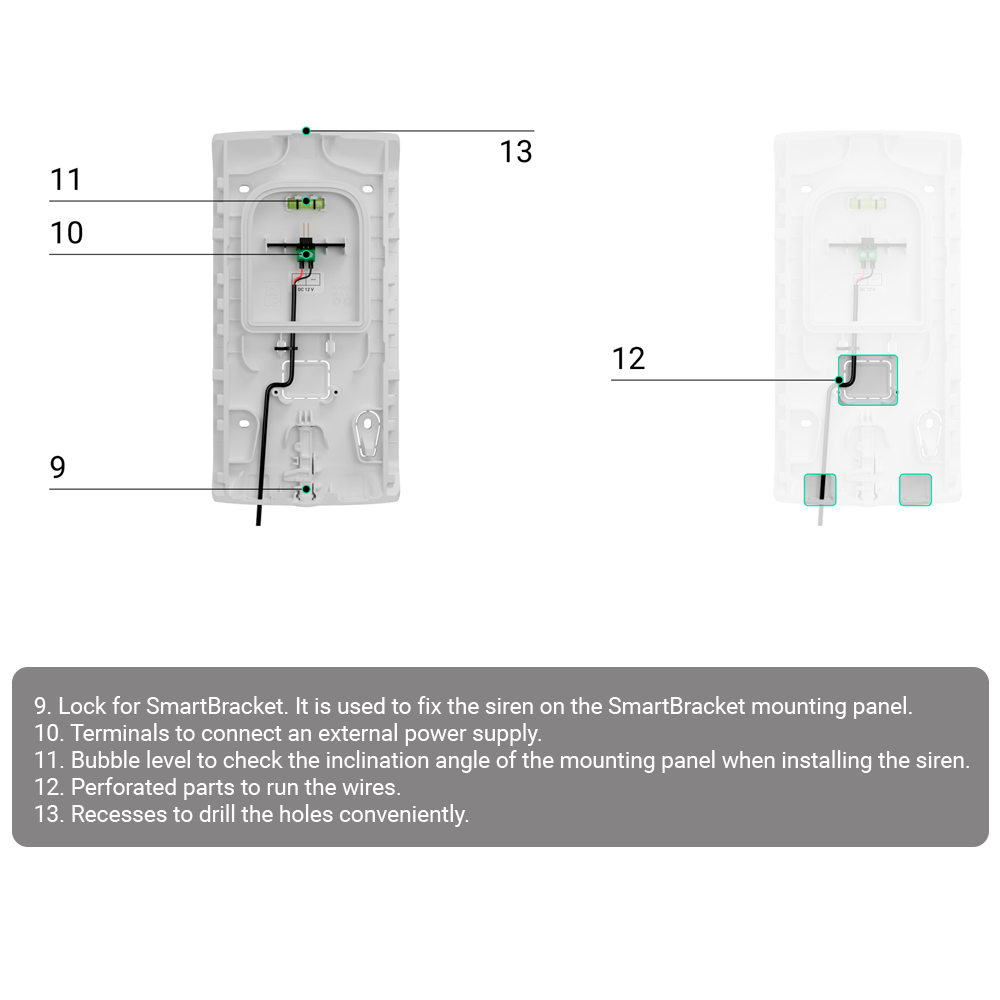 AJAX - AJ-STREETSIRENPLUS-S-W - Sirena exterior Jeweller Batería con flash 107 dB IP54 blanco Grado 2 NFA2P - Imagen 5