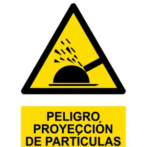 Señal / Cartel de Peligro. Proyección de partículas