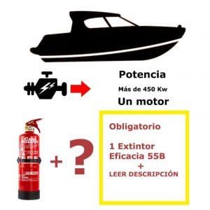 Pack de extintor para barco. Potencia mayor de 450 Kw. Un motor