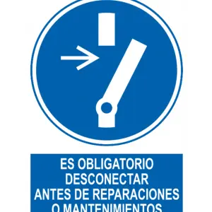 Señal / Cartel de Obligatorio desconectar reparaciones