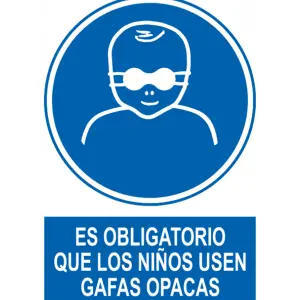 Señal / Cartel de Obligatorio niños gafas opacas