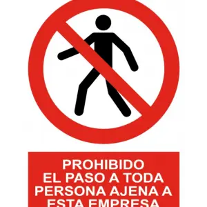 Señal de Prohibido paso a persona ajena esta empresa