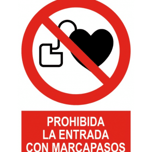 Señal / Cartel de Prohibida la entrada con marcapasos