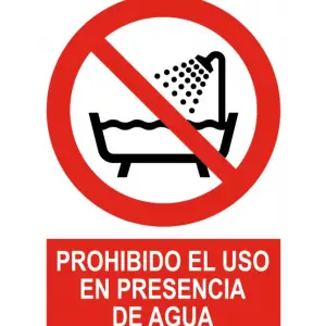 Señal / Cartel de Prohibido el uso en presencia de agua