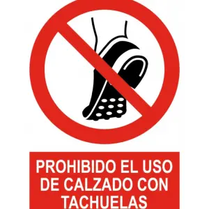 Señal / Cartel de Prohibido uso calzado con tachuelas