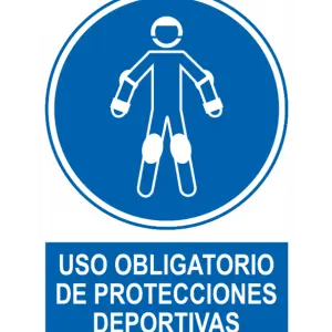 Señal / Cartel de Uso obligatorio protecciones deportivas