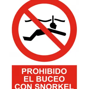Señal / Cartel de Prohibido el buceo con snorkel