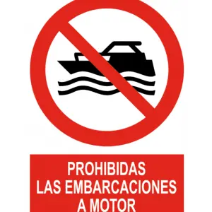 Señal / Cartel de Prohibidas las embarcaciones a motor