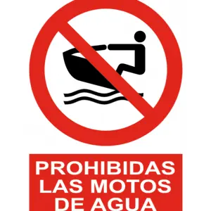Señal / Cartel de Prohibidas las motos de agua