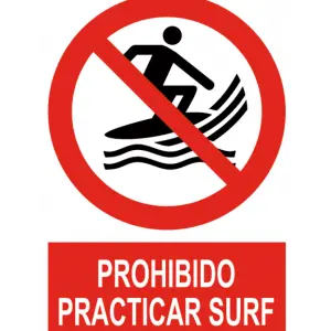 Señal / Cartel de Prohibido practicar surf
