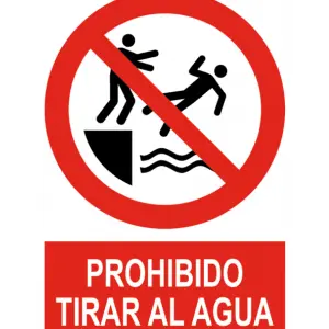 Señal / Cartel de Prohibido tirar al agua