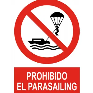 Señal / Cartel de Prohibido el parasailing